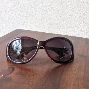 Burgundy Betsey Johnson Sunglasses with Butterfly Temple Detail (with sleeve)